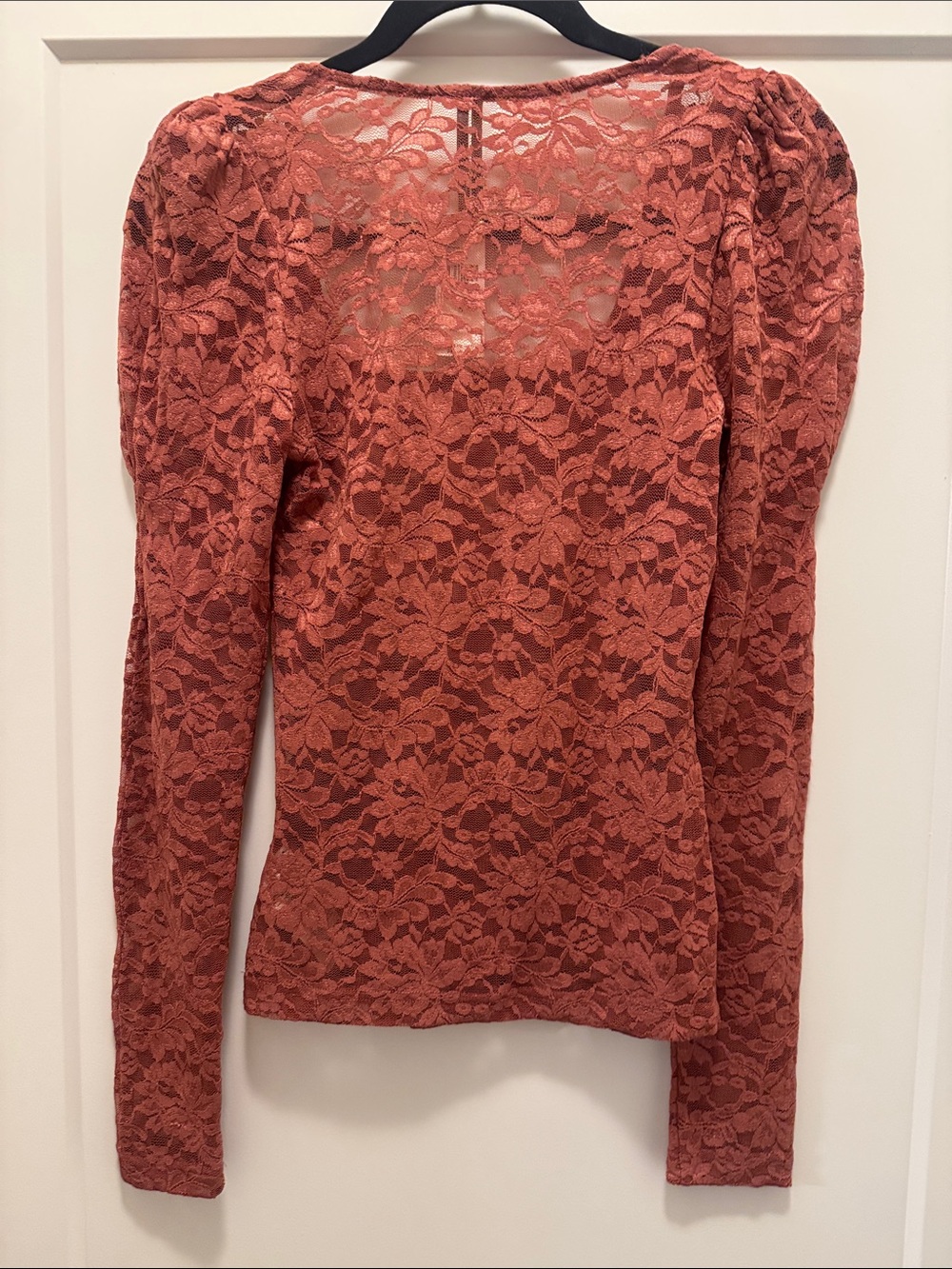 🆕 Gorgeous Anthropologie Rust Lace Scoop-Neck Long Sleeve Top. S. NWT!🔥 - Picture 5 of 5